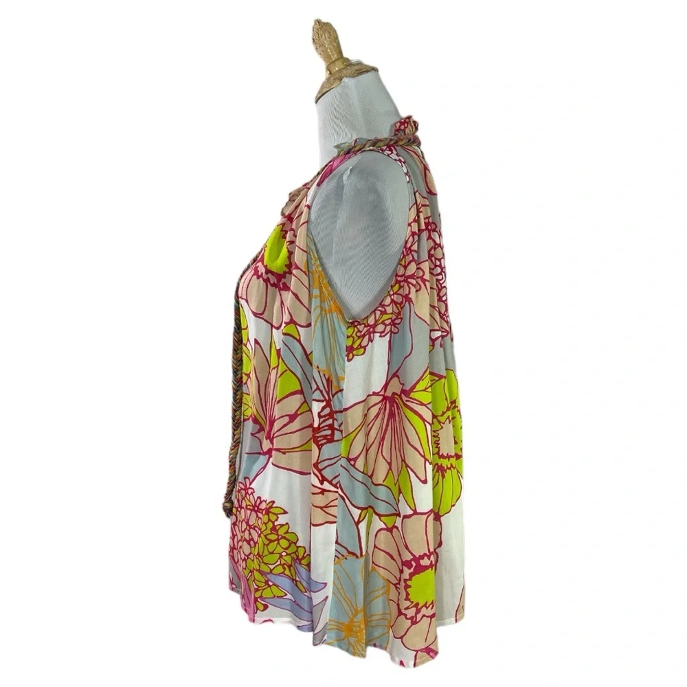 Ranna Gill Floral Sleeveless VNeck Top Size Small - Picture 3 of 7